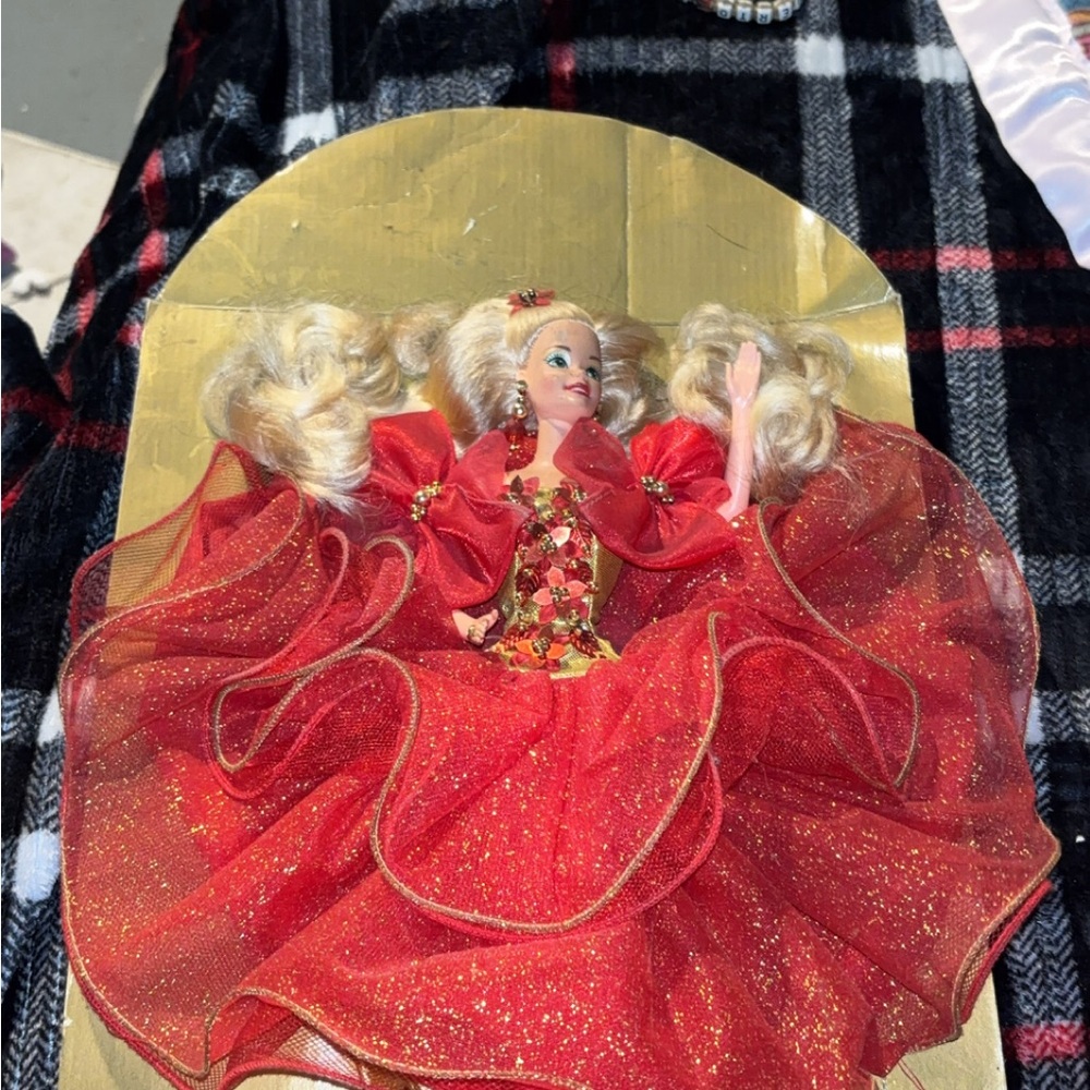 Red Glitter Barbie Doll with Blonde Hair